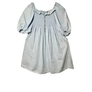 Eloquii‎ Smocked Bodice Chambray Puff Sleeve Light Wash Denim Dress Size 16 L